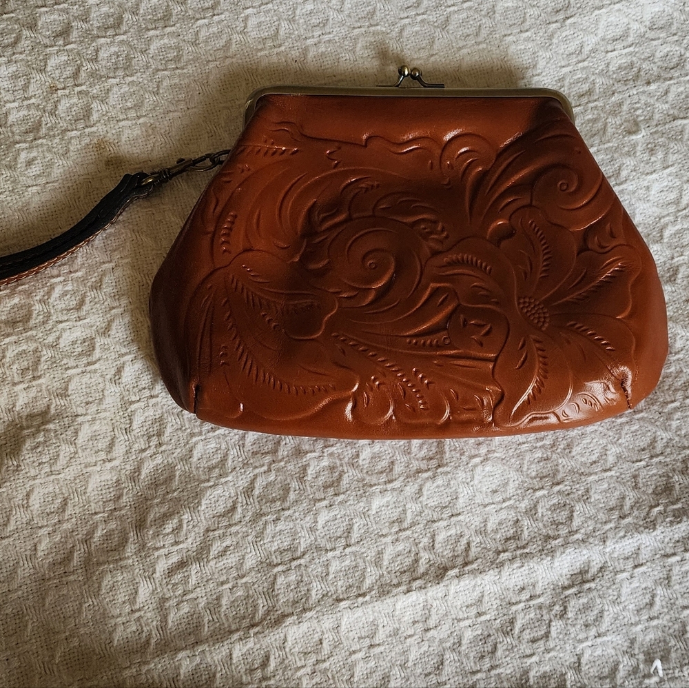 Patricia nash tooled genuine leather wristlet